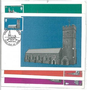 14670 - GUERNSEY - SET OF 4 MAXIMUM CARD - 1971 ARCHITECTURE-