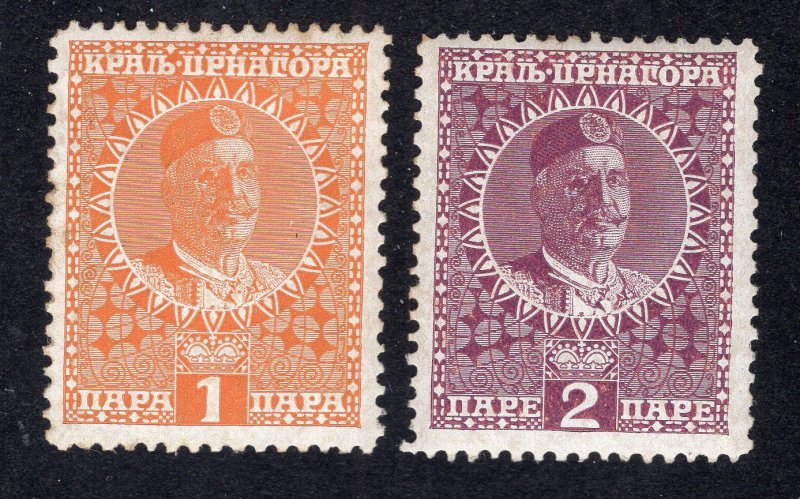 Montenegro 1913 1pa & 2pa Nicholas I, Scott 99-100 MH, value = 90c