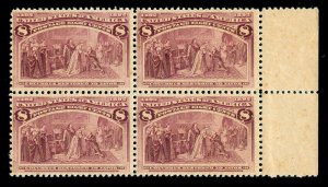 MOMEN: US STAMPS #236 MINT OG NH BLOCK POST OFFICE FRESH