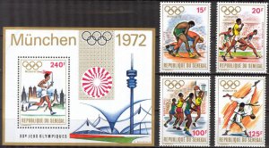 Senegal 1972 Olympics Games Munich 1972 Set of 4 + S/S MNH