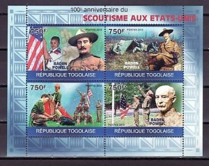 Togo, 2010 issue. USA Scouting Centenary sheet of 4. ^