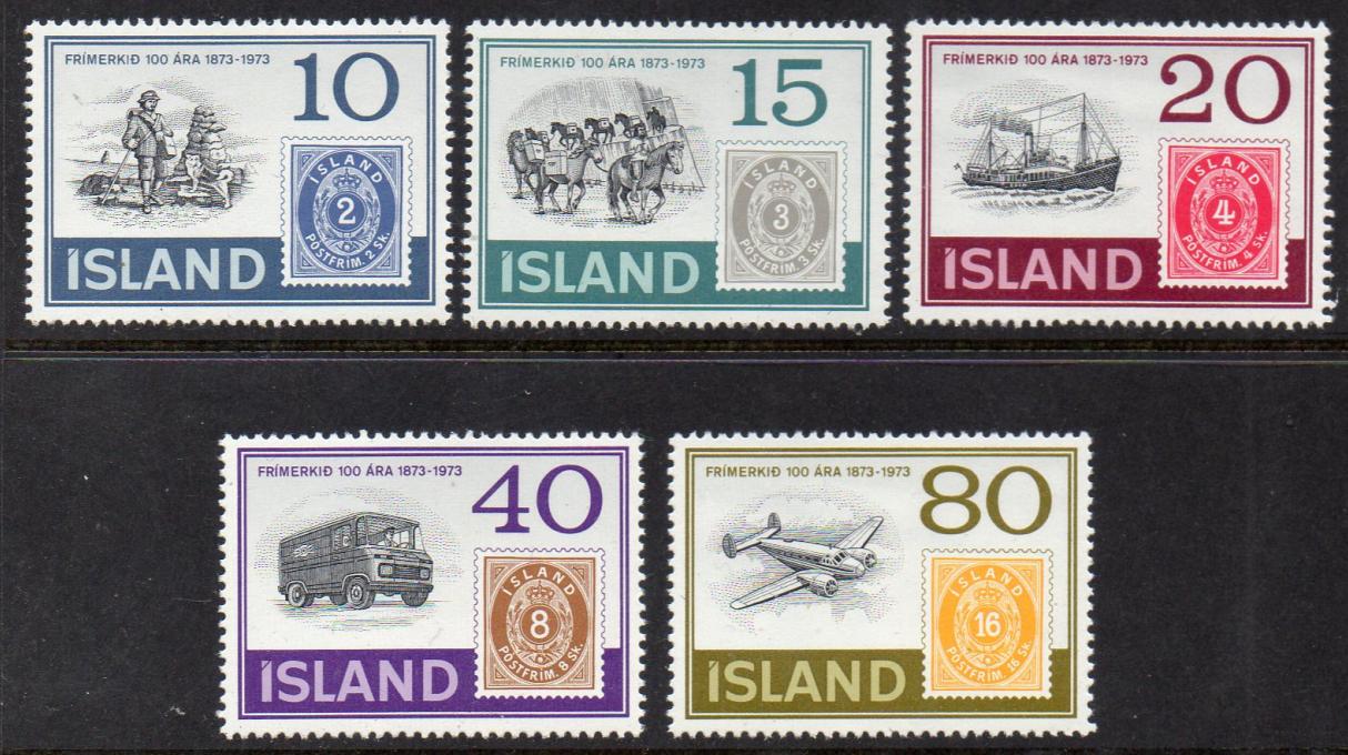 Iceland MNH 449-53 Stamps On Stamps 1973 / HipStamp