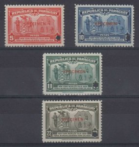 PARAGUAY 1939 NY WORLD’s FAIR Sc 362-365 FULL SET PERF PROOFS + “SPECIMEN” MNH 