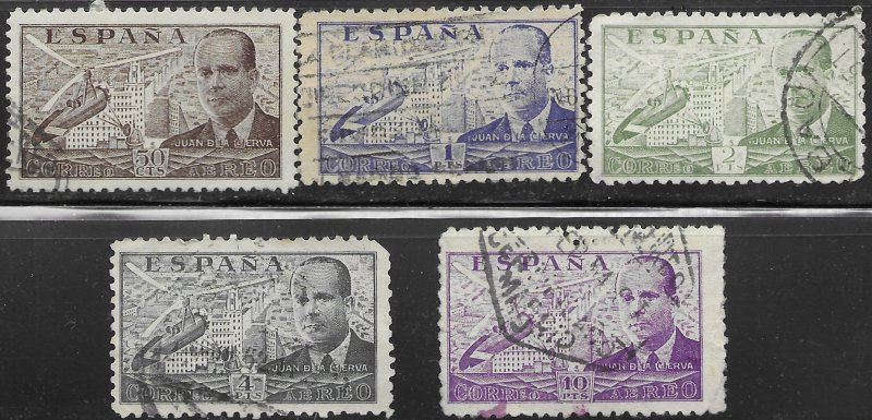 Spain C112-C116 nice Airmail set. .1939-1941