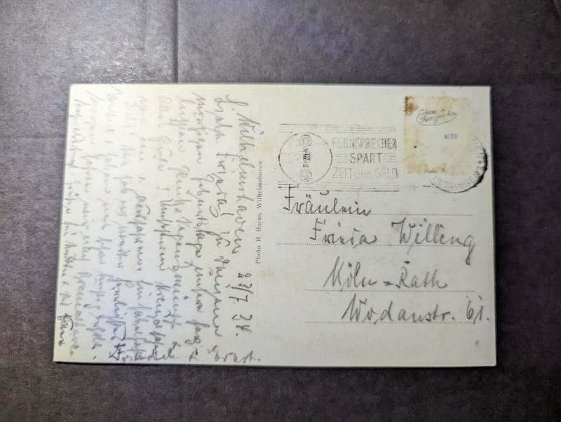 1934 Germany Ship RPPC Postcard Cover to Cologne Missing Stamp