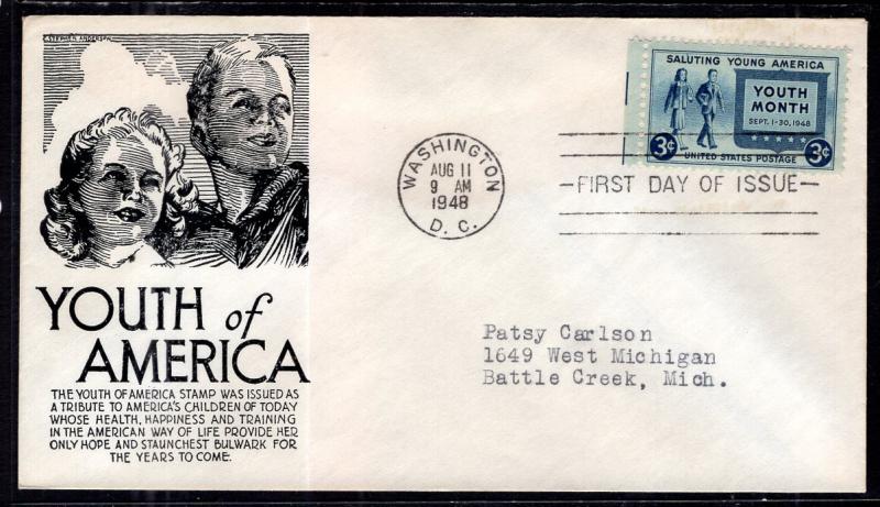 US 963 Youth C Anderson Black Typed FDC