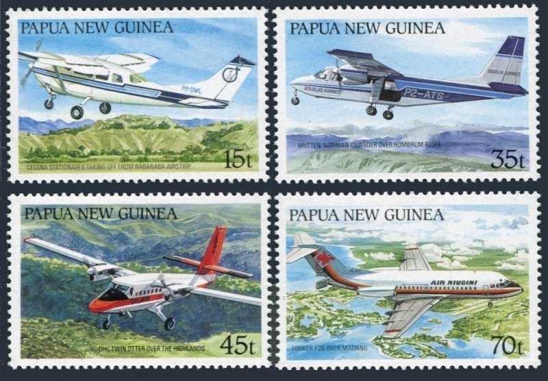 Papua New Guinea 687-690,MNH. Aircraft 1987. Cessna Stationair, Rabaraba Airship