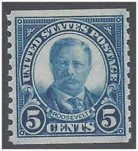 #602 5c Theodore Roosevelt Coil Single 1924 Mint NH