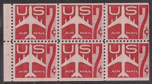 7c Red Airmail #C60a booklet pane of six Mint NH Fn -VF!