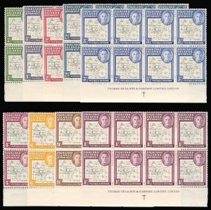 Falkland Is. Dep. KGVI 'Thin Map' issue complete set MNH. SG G9-16, G9a-16 x2.