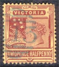 Victoria sc#172 1890 QV 2-1/2p Reddish on yellow used