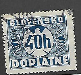 SLOVAKIA J17 USED NUMERAL AND DOVE 1939 ISSUE