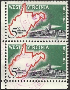 # 1232 USED PAIR WEST VIRGINIA STATEHOOD 100TH ANNIV.