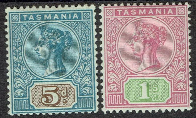 TASMANIA 1892 QV TABLET 5D AND 1/- WMK TAS 