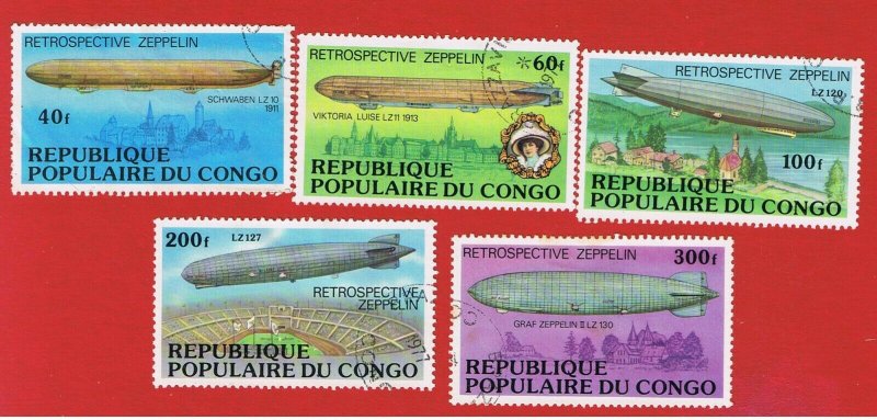 Congo Peoples Republic  #408-412  VF used  Blimps  Free S/H