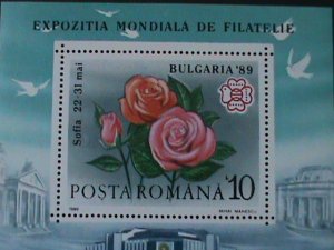 ​ROMANIA--SC#3571-BULGARIA'89-SOFIA-WORLD STAMPS SHOW-LOVELY ROSES MNH -S/S