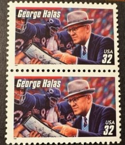 US# 3150 Coach George Halas  joined pair 32c 1997