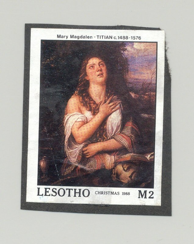 Lesotho #691 Art, Titian 1v Imperf Proof on Black Construction Paper