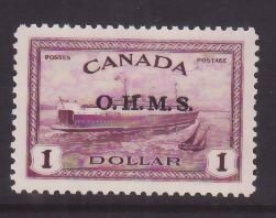 Canada-Sc#O10- id6-Unused og NH $1.00 Train Ferry-Ships-OHMS-1949-50-