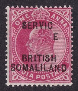 SOMALILAND 1903 SERVICE on KEVII 1a ERROR DROPPED E . RARE UNLISTED!