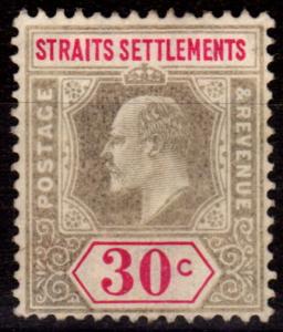 Straits Settlements 1906 30c Grey & Carmine SG134a Chalk Paper Fine & Fresh LMM