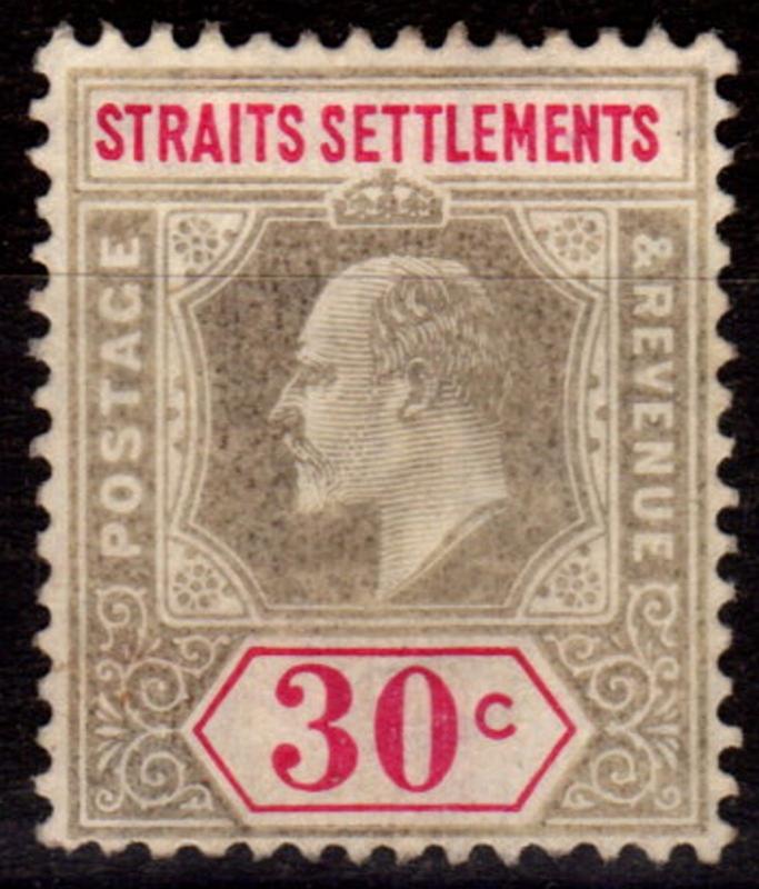 Straits Settlements 1906 30c Grey & Carmine SG134a Chalk Paper Fine & Fresh LMM