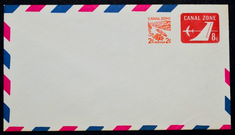 1968 Canal Zone Sc. #UC9 air mail stamped envelope, mint, surcharged, nice