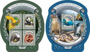 Maldives Endangered Animals Monkeys Pandas Parrots Marine Fauna MNH stamp set