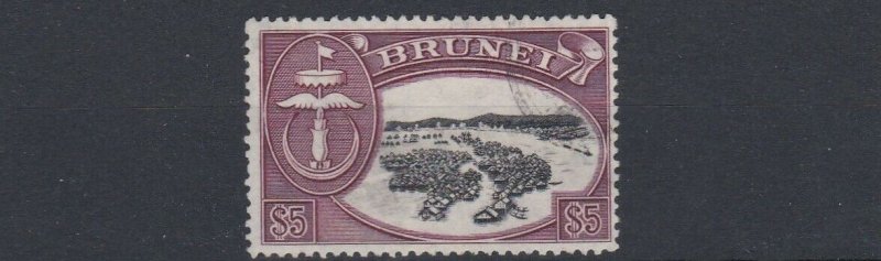 BRUNEI  1952 - 58    S G  113   $5  BLACK & MAROON  USED              