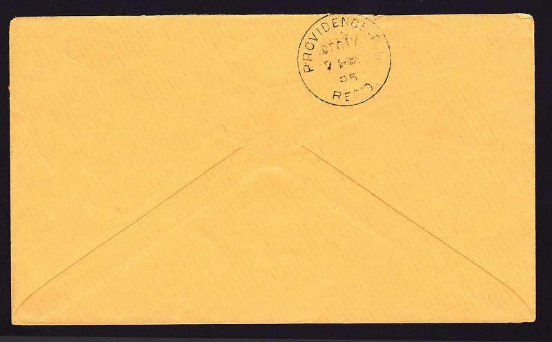 ? 1895 OTIS CLAPP & SON ADVERTISING COVER WITH 2 CENT WASHINGTON + BACKSTAMP