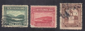 NEWFOUNDLAND SCOTT #131,132,133 USED 1,2,3c 1923-24