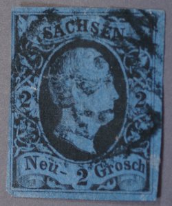 German States Saxony #7 VF Used Braided Circle Cancel Good Margins