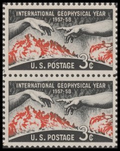 US 1107 International Geophysical Year 3c vert pair MNH 1958