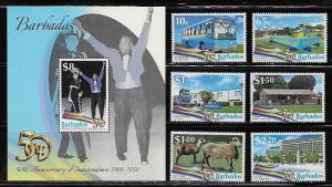 Barbados 1261-65 50th Independence set and s.s. MNH