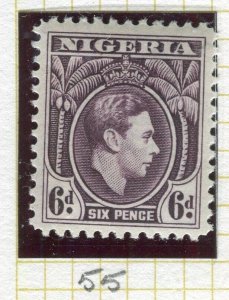 NIGERIA; 1938 early GVI issue fine Mint hinged Shade of 6d. value