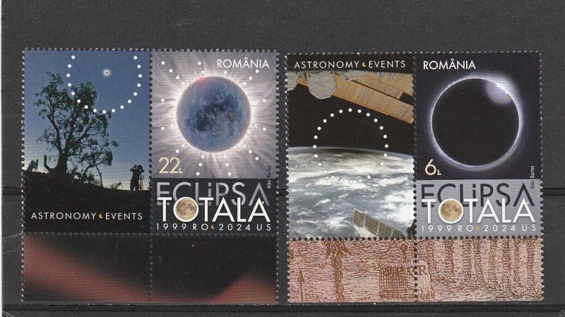Romania STAMPS 2024 SUN TOTAL SOLAR ECLIPSE LABELS POST MNH ASTRONOMY