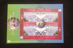 D) 2008, UNITED NATIONS, FIRST DAY COVER, ISSUE, CLIMATE CHANGE, BLOCK OF