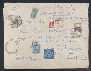 1937 Riga Latvia Official Mail Airmail Cover To Valencia Spain