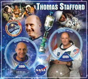 Stamps. Space. Famous people. Tomas Stafford  2019 year 1+1 sheets perforated