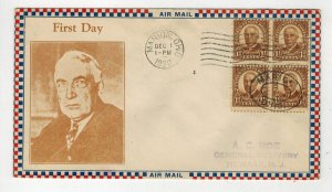 1930 PRESIDENT WARREN HARDING 684-1A ROESSLER FDC AIRMAIL BORDER BLOCK OF 4 $35