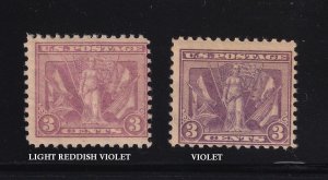 1919 Victory Allies in WW I  Sc 537b 3c light reddish violet MNH CV $300