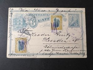 1903 Republic of Guatemala Postcard Cover to Dresden Germany via New York NY USA