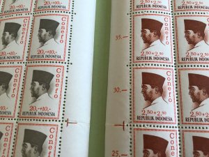 Indonesia 1964 Two Sukarno mint never hinged full stamps sheets folded R24875