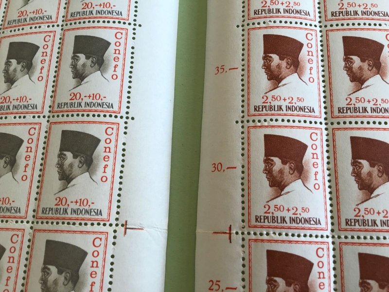 Indonesia 1964 Two Sukarno mint never hinged full stamps sheets folded R24880