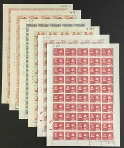 GREENLAND #B3,5,6,8,10,11, Semi-postals in Complete sheets of 50, NH, VF,