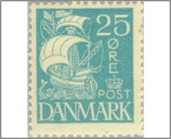 Denmark 1927 Used Stamp SC194 Sailship 25 øre - Danish øre Light bl*STOCK IMAGE*