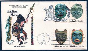 UNITED STATES FDC 15¢ Indian Art DUAL 1980 Collins H-P