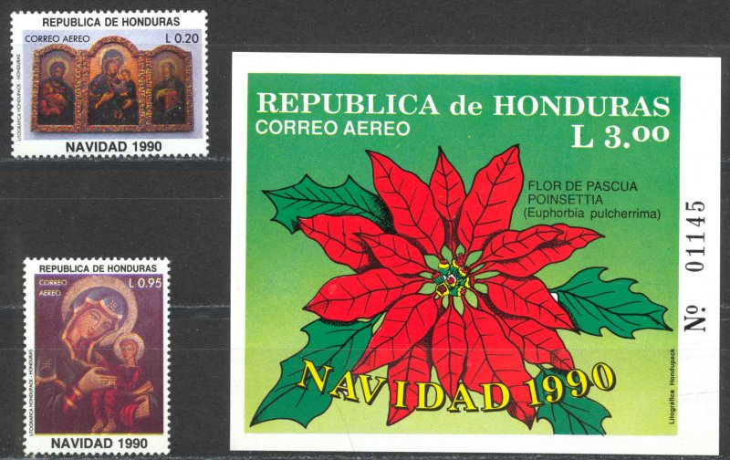 Honduras Sc# C802-C804 MNH 1990 Christmas