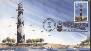 Set of 5 Cambridge Hand Painted FDCs for the 2003 Southeastern Lighthouses Issue