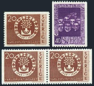 Sweden 553-554 555 pair, MNH. Mi 457C-458C, 457 D/D. World Refugee Year. 1960.